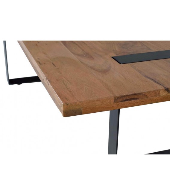 MESA DE CENTRO 115 X 60 TAURA MADERA NATURAL METAL NEGRO