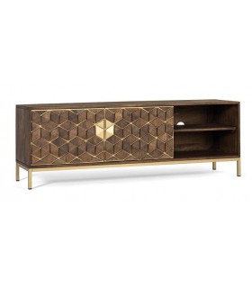MUEBLE DE TV 145 X 40 ZENDA MADERA MANGO METAL DORADO