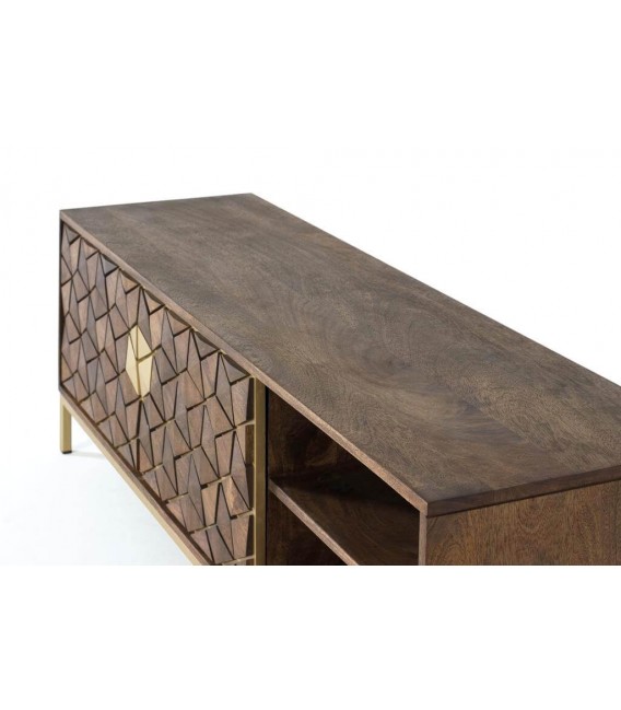 MUEBLE DE TV 145 X 40 ZENDA MADERA MANGO METAL DORADO