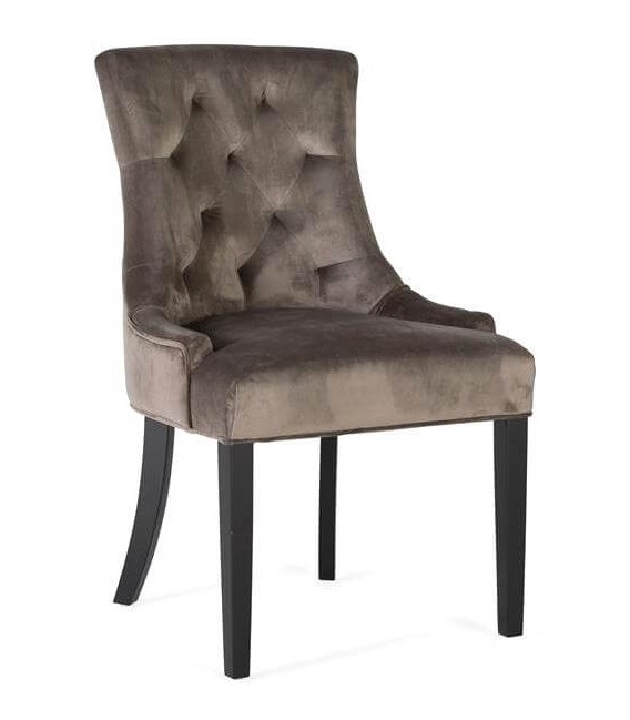 SILLA 57 X 62 TRUSTER TERCIOPELO TOPO MADERA NEGRA