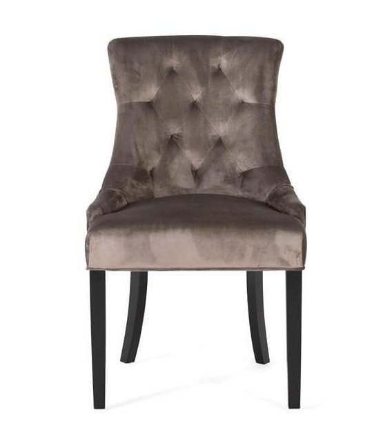 SILLA 57 X 62 TRUSTER TERCIOPELO TOPO MADERA NEGRA