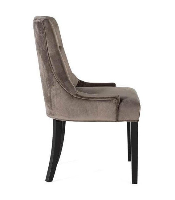 SILLA 57 X 62 TRUSTER TERCIOPELO TOPO MADERA NEGRA