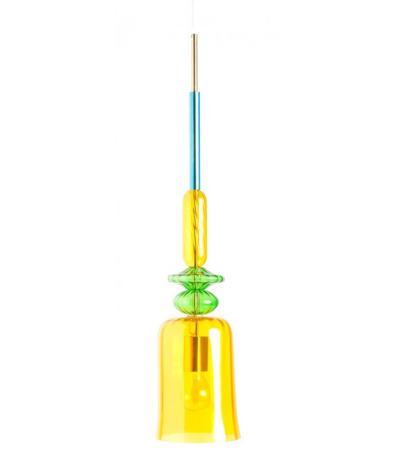 LAMPARA DE TECHO 20 Ø MICAH METAL ORO CRISTAL AMARILLO Y VERDE