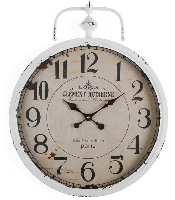 RELOJ DE PARED 48 X 60 CLEMEN METAL BLANCO VINTAGE