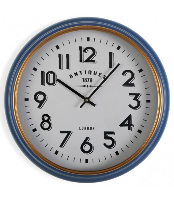 RELOJ DE PARED 42 Ø BUFERA METAL AZUL Y ORO