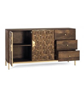 APARADOR 145 X 40 ZENDA MADERA MANGO METAL DORADO