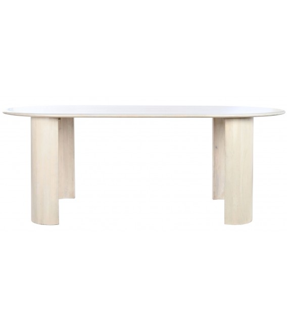 MESA DE COMEDOR 200 X 100 MADERA MANGO BLANCA