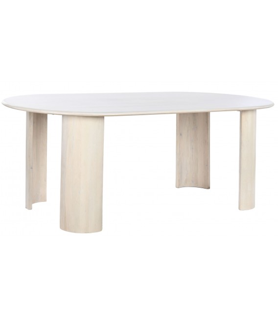 MESA DE COMEDOR 200 X 100 MADERA MANGO BLANCA