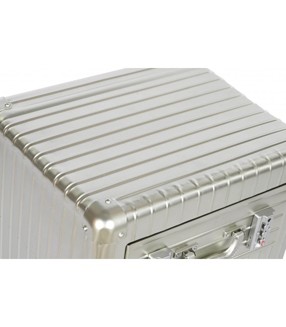 MESITA DE NOCHE 46 X 39 PLUTON MADERA MADERA Y METAL PLATA