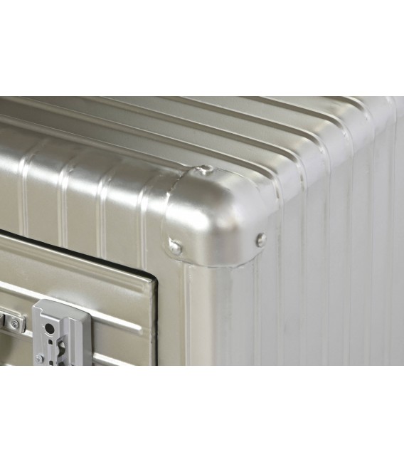 MESITA DE NOCHE 46 X 39 PLUTON MADERA MADERA Y METAL PLATA