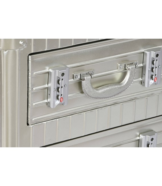 MESITA DE NOCHE 46 X 39 PLUTON MADERA MADERA Y METAL PLATA