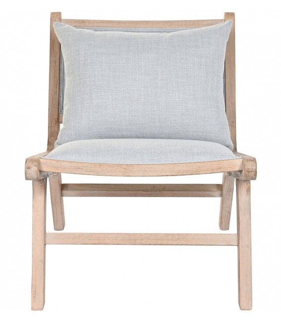 SILLON BAJO 57 X 83 PREFE MADERA NATURAL TELA GRIS CLARO