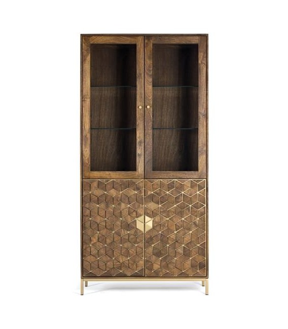 VITRINA 98 X 40 ZENDA MADERA MANGO METAL DORADO