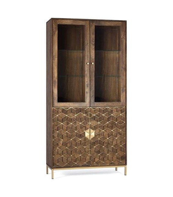 VITRINA 98 X 40 ZENDA MADERA MANGO METAL DORADO