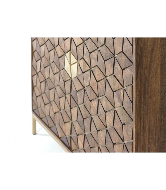 VITRINA 98 X 40 ZENDA MADERA MANGO METAL DORADO