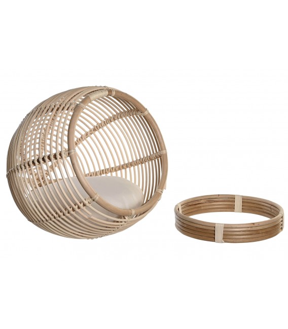 CAMA MASCOTA 55 X 50 RATAN NATURAL TELA BLANCA