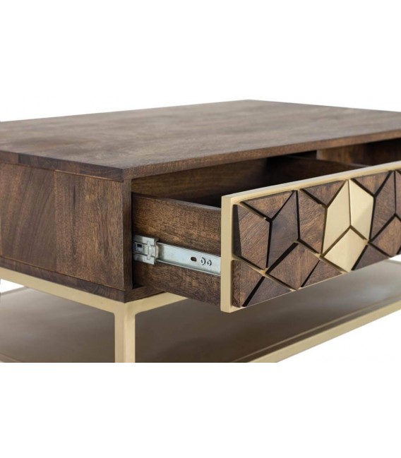 MESA DE CENTRO 100 X 60 ZENDA MADERA MANGO METAL DORADO
