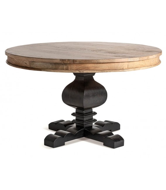 MESA DE COMEDOR 130 Ø ALBO MADERA NATURAL Y NEGRO