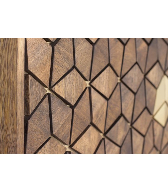 LIBRERIA 130 X 40 ZENDA MADERA MANGO METAL DORADO