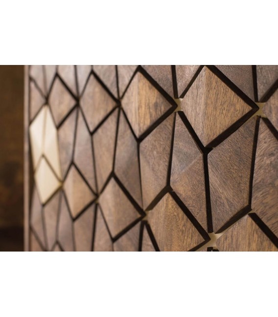 LIBRERIA 130 X 40 ZENDA MADERA MANGO METAL DORADO