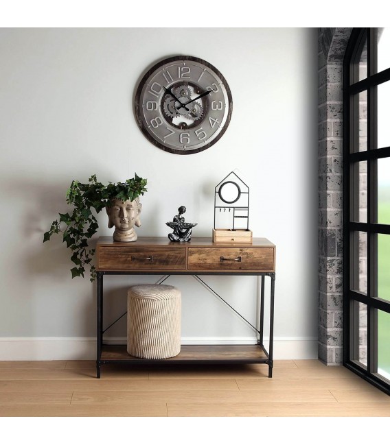 CONSOLA 100 X 35 RUDY MADERA MDF NOGAL METAL NEGRO