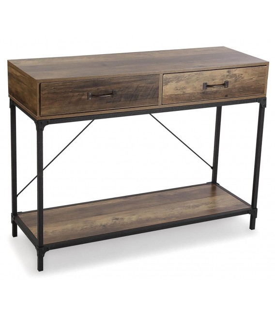 CONSOLA 100 X 35 RUDY MADERA MDF NOGAL METAL NEGRO