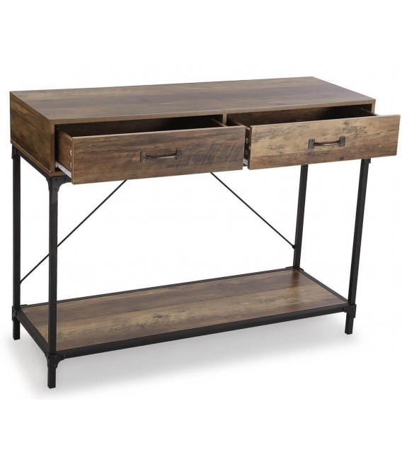 CONSOLA 100 X 35 RUDY MADERA MDF NOGAL METAL NEGRO