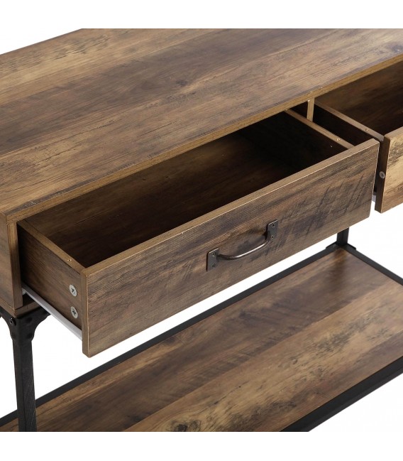 CONSOLA 100 X 35 RUDY MADERA MDF NOGAL METAL NEGRO