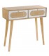 CONSOLA 81 X 30 MANZOR MADERA Y RATAN NATURAL Y BLANCO