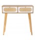 CONSOLA 81 X 30 MANZOR MADERA Y RATAN NATURAL Y BLANCO