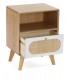 MESITA DE NOCHE 40 X 30 MANZOR MADERA Y RATAN NATURAL Y BLANCO