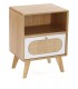 MESITA DE NOCHE 40 X 30 MANZOR MADERA Y RATAN NATURAL Y BLANCO