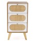 MESITA DE NOCHE 40 X 30 MANZOR 3C MADERA Y RATAN NATURAL Y BLANCO