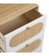 MESITA DE NOCHE 40 X 30 MANZOR 3C MADERA Y RATAN NATURAL Y BLANCO