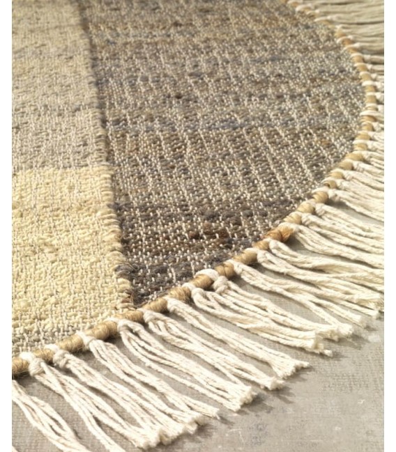 ALFOMBRA 120 Ø PURRI ALGODON LANA Y YUTE TONOS MARRONES