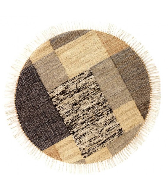 ALFOMBRA 120 Ø PURRI ALGODON LANA Y YUTE TONOS MARRONES