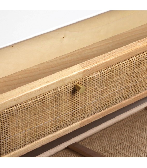 ZAPATERO 70 X 26 MANZOR MADERA Y RATAN BLANCO Y NATURAL