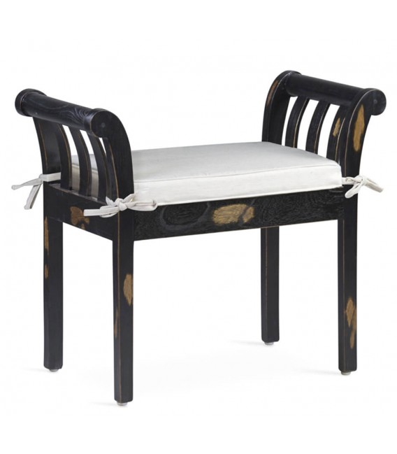 BANQUETA 65 X 37 KIPAS NEGRO ROZADO TEXTIL BLANCO