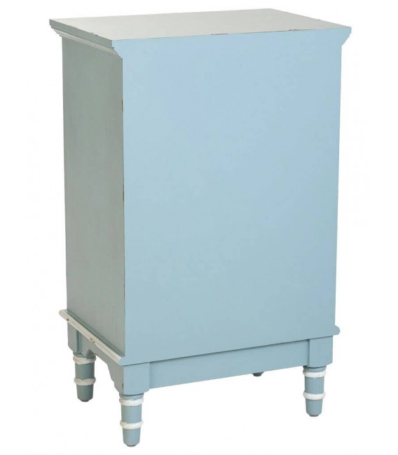 MESITA DE NOCHE 46 X 33 TRUNCHE MADERA AZUL Y BLANCO