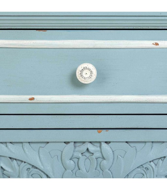 MESITA DE NOCHE 46 X 33 TRUNCHE MADERA AZUL Y BLANCO