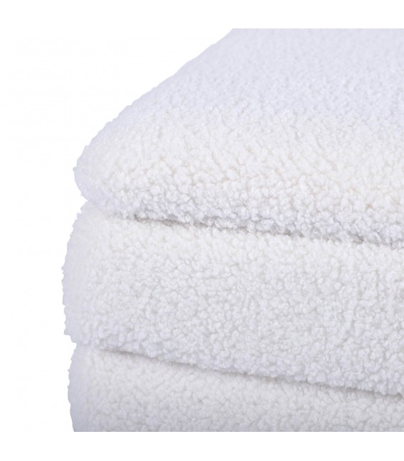 BANCO PIE DE CAMA 80 X 42 BERGE BOUCLE BLANCO METAL NEGRO