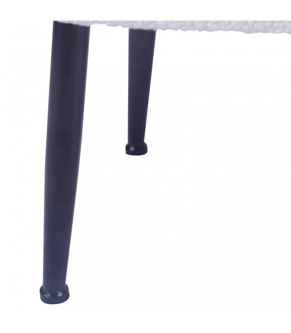 BANCO PIE DE CAMA 80 X 42 BERGE BOUCLE BLANCO METAL NEGRO