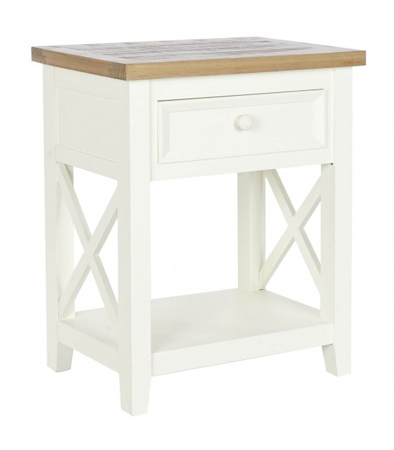 MESITA DE NOCHE 50 X 35 RUFET MADERA PAULONIA NATURAL Y BLANCO