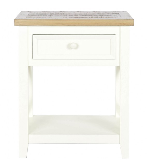 MESITA DE NOCHE 50 X 35 RUFET MADERA PAULONIA NATURAL Y BLANCO