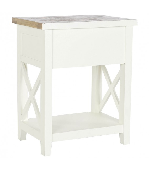MESITA DE NOCHE 50 X 35 RUFET MADERA PAULONIA NATURAL Y BLANCO