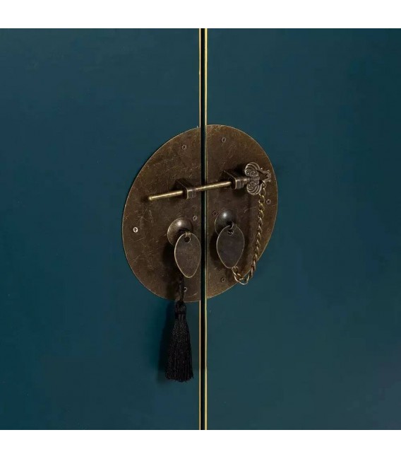 ARMARIO 100 X 45 MARTEA MADERA AZUL PERFILADO ORO