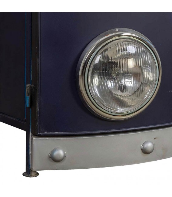 MUEBLE BAR 75 X 60 CARAVAN METAL AZUL MADERA NATURAL