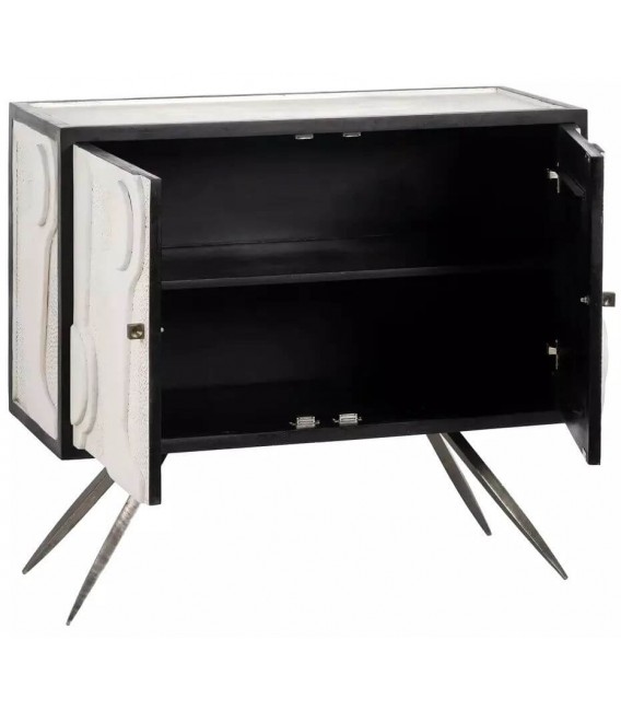 TAQUILLON 102 X 41 PICASSO MADERA BLANCA METAL NEGRO Y ACERO