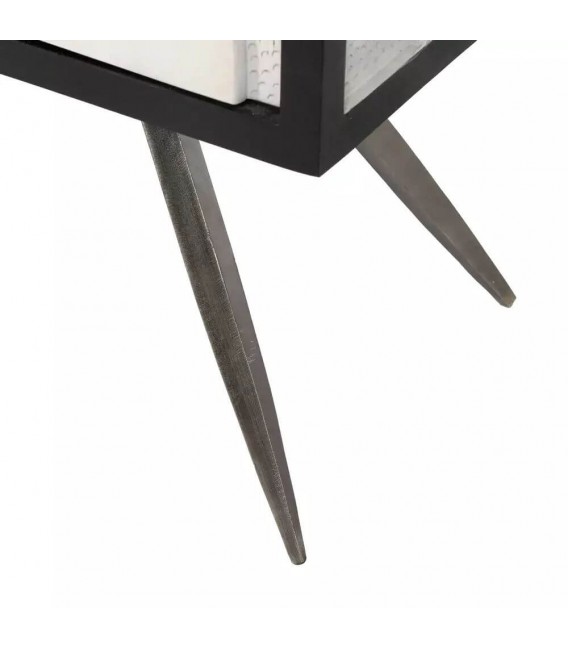 TAQUILLON 102 X 41 PICASSO MADERA BLANCA METAL NEGRO Y ACERO