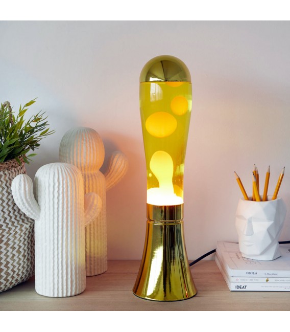 LAMPARA DE LAVA 12 Ø MAGMA AMARILLA Y CROMO